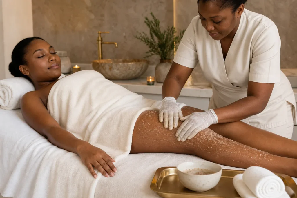 Professional body polish treatment at Novus Skin
