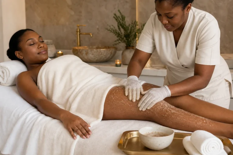 Professional body polish treatment at Novus Skin
