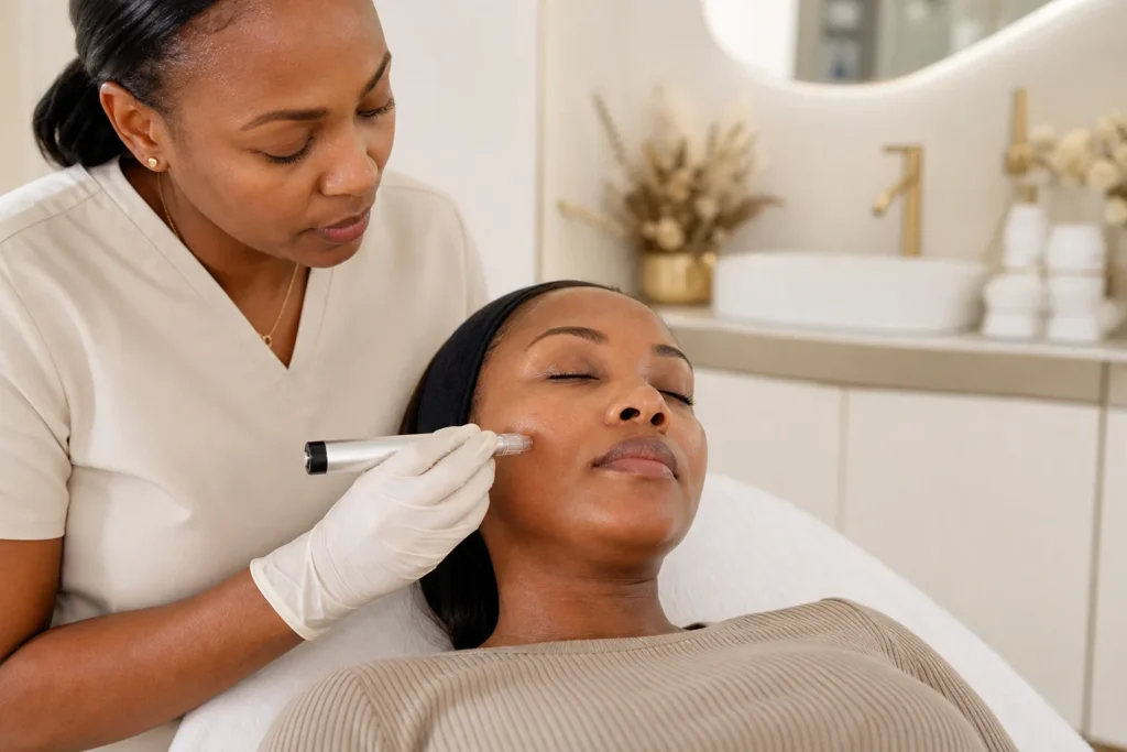 Professional microneedling treatment at Novus Skin